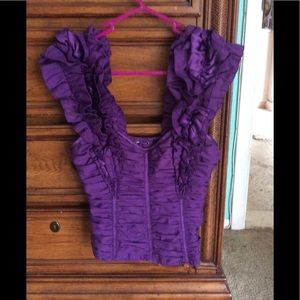 RARE Bebe Purple corset/Lace Up Top